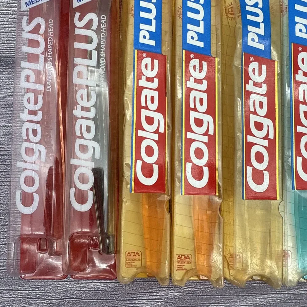 12 Vintage Colgate Plus Toothbrush Diamond 1 Shaped Full Head Medium Bristles